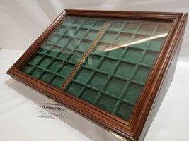 Display IN Wood And Glass With Two Trays IN Velvet Display for Coin - $219.85