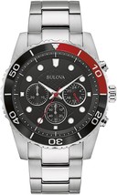 Bulova Men&#39;s Stainless Steel Black Dial Classic Watch  - £383.53 GBP