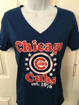 Chicago Cubs Womens 5th &amp; Ocean Distressed V-Neck T-Shirt - Large/Med/Small  NWT - £11.80 GBP