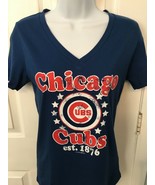 Chicago Cubs Womens 5th &amp; Ocean Distressed V-Neck T-Shirt - Large/Med/Sm... - £11.93 GBP