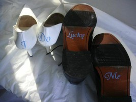 I Do and Lucky Me Shoe Stickers Vinyl Decals Wedding Something Blue  - £4.39 GBP