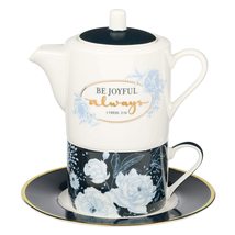 Christian Art Gifts Ceramic Teapot Set Be Still Psalm 46:10 Flowers Tea ... - $25.04+