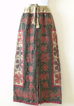 G161 Gothic Hippie Gypsy Patchwork Renaissance Embroidered Long Skirt - XL - $24.90