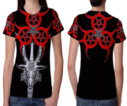 Goat head Satanic Womens Printed T-Shirt Tee - $14.53+