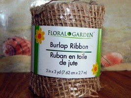 Burlap Ribbon Floral Garden 3 in 3 yards Tan Natural Color - £1.57 GBP