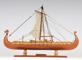 Drakkar Viking Longship Wooden Model Ship Fully Assembled 15&quot; Long Sailboat New - £167.07 GBP