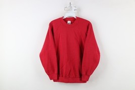 Vintage 90s Streetwear Womens M Distressed Blank Crewneck Sweatshirt Red... - $31.14