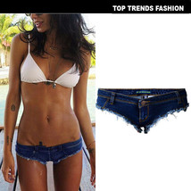 Women Denim Shorts Beach Hot Pants Thong Triangle Jeans Club Sexy Low Ri... - £18.95 GBP