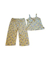 Oscar de la Renta Pink Label Large  Floral Yellow Capri Pajama Coord Set  - £23.68 GBP