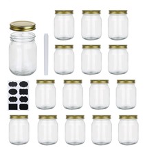 16 Oz Glass Jars With Lids,Wide Mouth Ball Mason Jars For Storage,Canning Jars F - £30.63 GBP