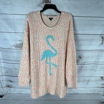 Torrid Women’s 2X Blue Flamingo Sweater Multi Colorful Plus Beachy Pullover - £19.68 GBP