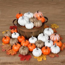 80Pcs Artificial Pumpkins Maple Harvest Fall Decoration, 30Pcs Fall Pump... - £35.30 GBP