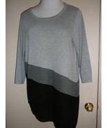 Woman&#39;s Sweater Size XL   Top Gray Black 3/4 Sleeve Rayon Polyester - £11.27 GBP