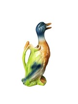 French Majolica Duck Pitcher 13&quot; c.1920 St Clement - $161.12