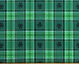 Cotton St. Patrick&#39;s Day Plaid Shamrocks  Green Fabric Print by the Yard... - $13.95