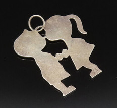 925 Sterling Silver - Vintage Kissing Couple Lovers Flat Pendant - PT21500 - £28.76 GBP