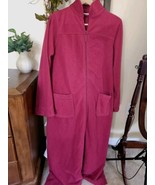 LL Bean Womens Winter Fleece Robe Red Zip-Front Relaxed Fit Two-Way Zip ... - £20.48 GBP