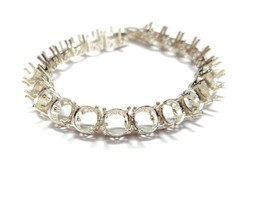 925 Sterling Silver Semi Mount Bracelet Stone Size 8 mm Round 7.5 Inches Length - £51.25 GBP