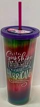 &quot;Sunshine Mixed With A Little Hurricane&quot; Reusable 24 Oz Cup W Straw, Bpa Free - £10.04 GBP