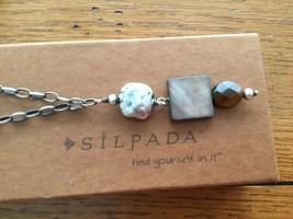 Silpada Oxidized Sterling Silver Tigers Eye MOP Pendant Chain Necklace N... - £22.85 GBP