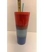 New Starbucks 2021 Summer Red Aqua Blue Trio Wave 24oz Cold Cup Venti tu... - €14,62 EUR