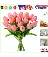 Realistic Coral Artificial Tulips 13.5” - Ideal for Centerpieces &amp; DIY P... - €34,24 EUR