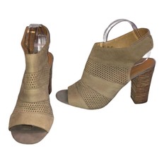 Franco Sarto | Jalia Peep Toe Bootie Wooden Block Heel Tan Ladies Size 10 - £17.93 GBP