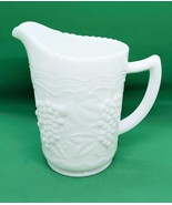 Imperial Vintage Milk Glass Doeskin Grapes Pattern 5.5&quot; Tall Pitcher - $276.68 MXN