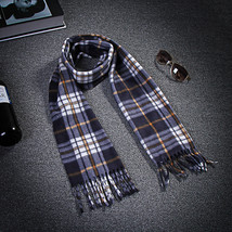 Black White Plaid Scarf Thick Thermal Winter Wrap for Men and Women Plus... - $12.00