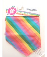 Celebrate Pride M/L dog bandana Rainbow Stripe Neckerchief Pet Apparel - $7.04
