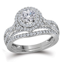 14k White Gold Round Diamond Bridal Wedding Engagement Ring Set 1-3/4 Ctw - £3,916.04 GBP