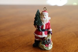 Santa Claus Holding Tree Gift Bag Present Doll Ornament 2.5&quot; Christmas V... - $9.49