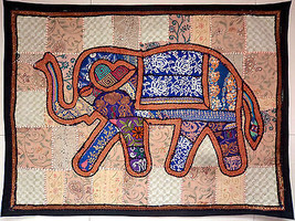 Indian Vintage Cotton Wall Tapestry Ethnic Elephant Hanging Decor Hippie X00 - £23.29 GBP