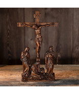Wooden Crucifixion Of Jesus with With Virgin Mary, Saint John and Mary M... - $99.00