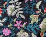 John Kaldor White Floral on Black Vintage Fabric 1 1/3 yards Silky Sheen - $17.61