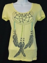 Nollie The Basic Tee Yellow Short Sleeve Tee Feather Dream Catcher Size XS NWOT - £7.97 GBP