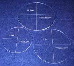 3 Piece Circle Set  4&quot;, 5&quot;, 6&quot;  1/8&quot; Clear Acrylic - Quilting Templates - $27.80