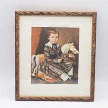 Colonial Garçon En Plaid Américain Folk Art Encadré Imprimé - £50.24 GBP