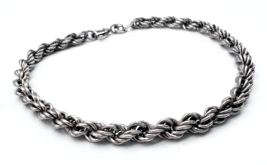 Vintage Milor Italy Sterling Silver Twisted Rope Chain Bracelet 7 in - £27.24 GBP