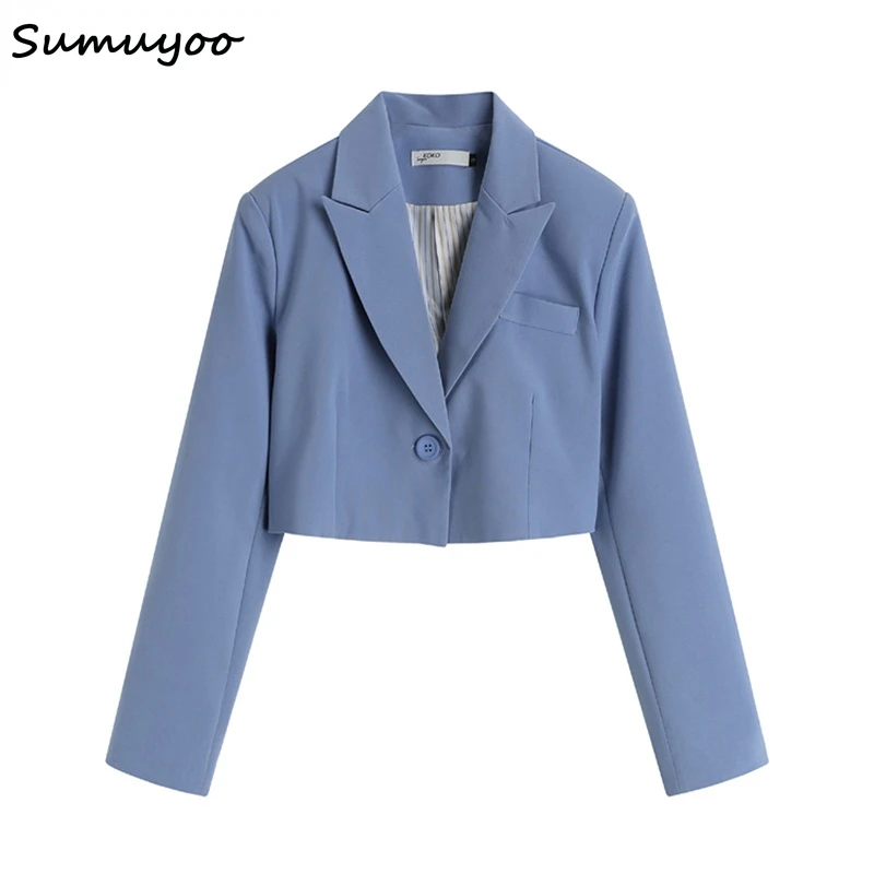 Sumuyoo Autumn Two Piece Sets Korean  Blazer Suits Women Crop Coat and P... - $195.18