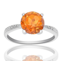 Sterling Silver Natural Citrine and Diamond Accent Ring - $88.11