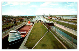 MacArthur Lock Sault Ste Marie Boat Michigan Postcard - £53.46 GBP