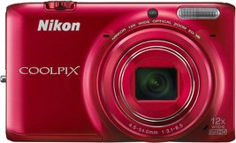 12X Zoom Nikon Coolpix S6500 Wi-Fi Digital Camera (Red). - £238.99 GBP