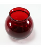 Vintage Round Genuine Red Glass Globe w/ 2&quot; Rim Lip Light Ruby Bowl - £7.12 GBP