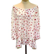 Womens Plus Hannah Watermelon Novelty Print Crochet Trim Shirt Size 1X White - £9.82 GBP
