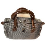 London Fog Houndstooth Leather Trim Brown/Black Barrel Duffle Travel Bag... - €34,62 EUR