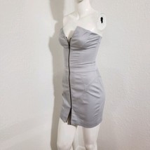 Betsey Johnson Sexy Strapless Cocktail Mini Dress Double Zip Front Gray Sz 0 - £43.79 GBP
