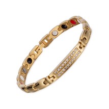 Vinterly Energy Magnetic Bracelets for Women Gold Color Crystal Chain Link Brace - £24.50 GBP