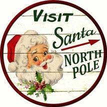 Visit Santa Novelty Metal Circular Sign - £21.90 GBP