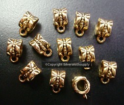 12 Bails antique gold plt 12mm design no lead closed ring pendant bails ... - £2.31 GBP
